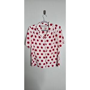 Brownstone Studio Petites Button-up Blouse Red Polka Dots